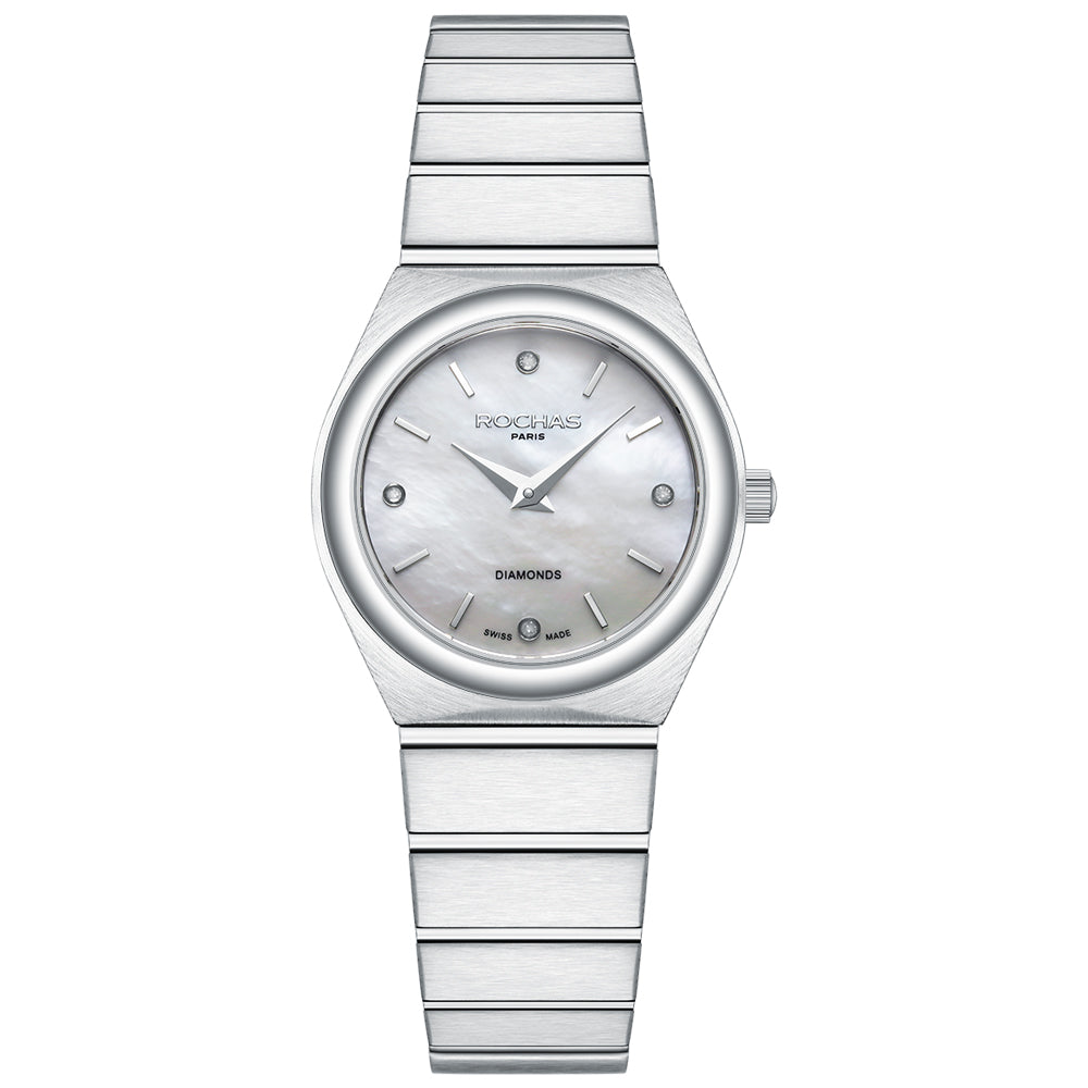 Silver watch with diamond accents on a white background
Salam Luxury