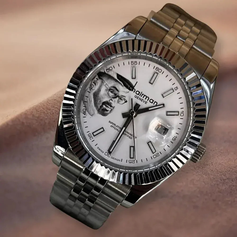 White | Chairman MBZ Watch Index White DiaI dated Watch, JubIiee Strap on salam-luxury