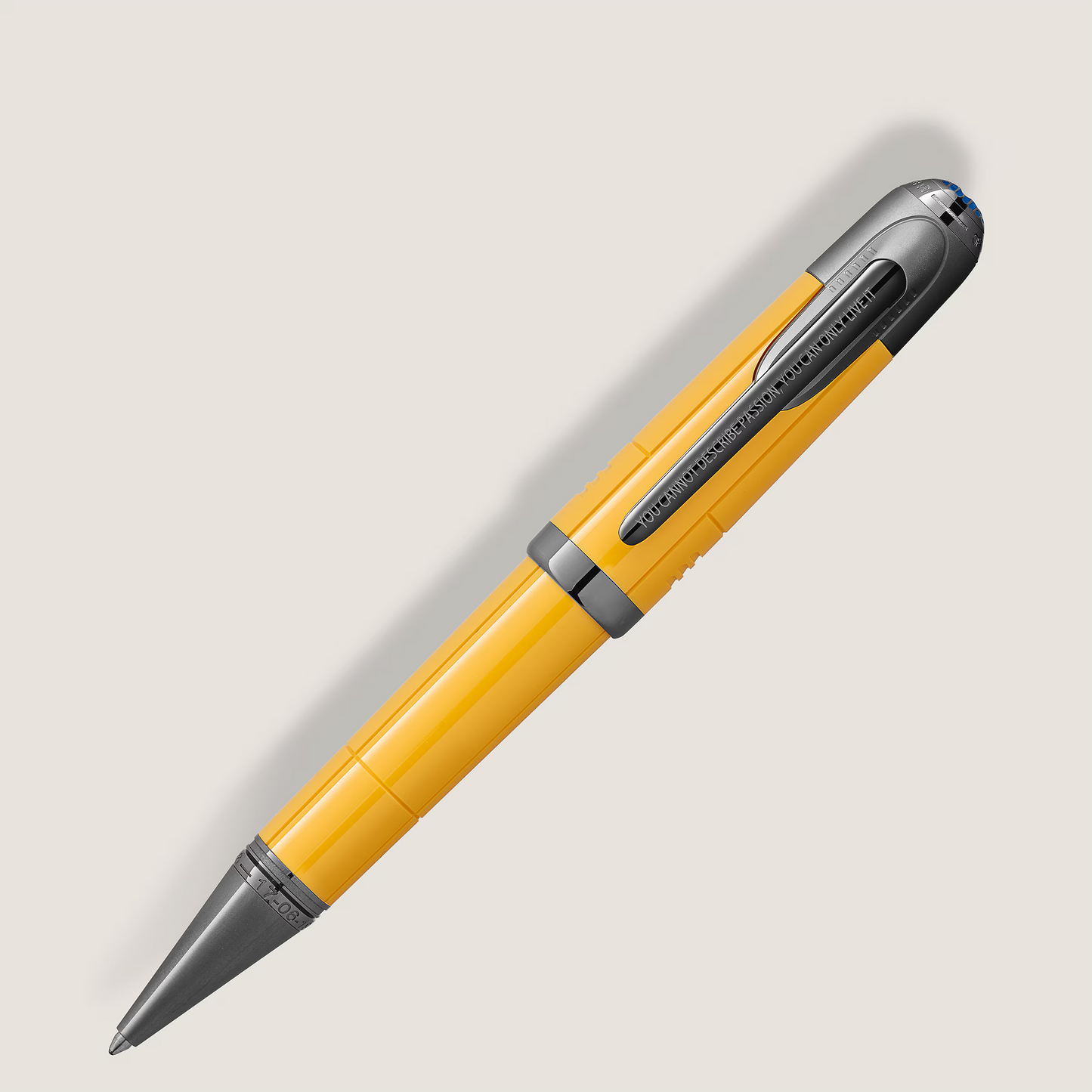 Premium Giallo Modena yellow and racing-inspired metal Montblanc Enzo Ferrari special edition ballpoint pen, curated by Salam Luxury