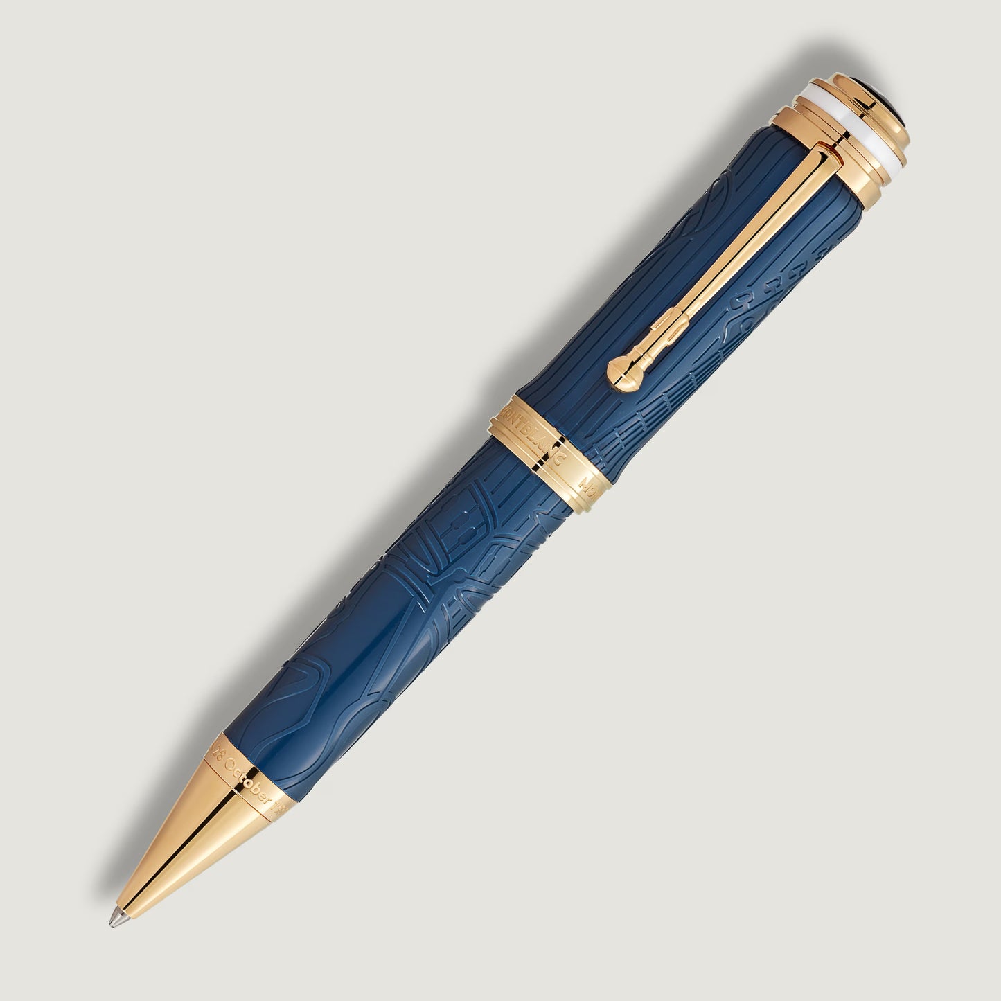 Premium royal blue and gold-plated Montblanc Queen Victoria special edition ballpoint pen, curated by Salam Luxury.