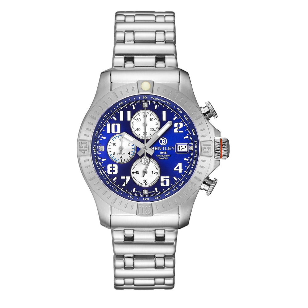 Blue | watch with blue dial on a white background