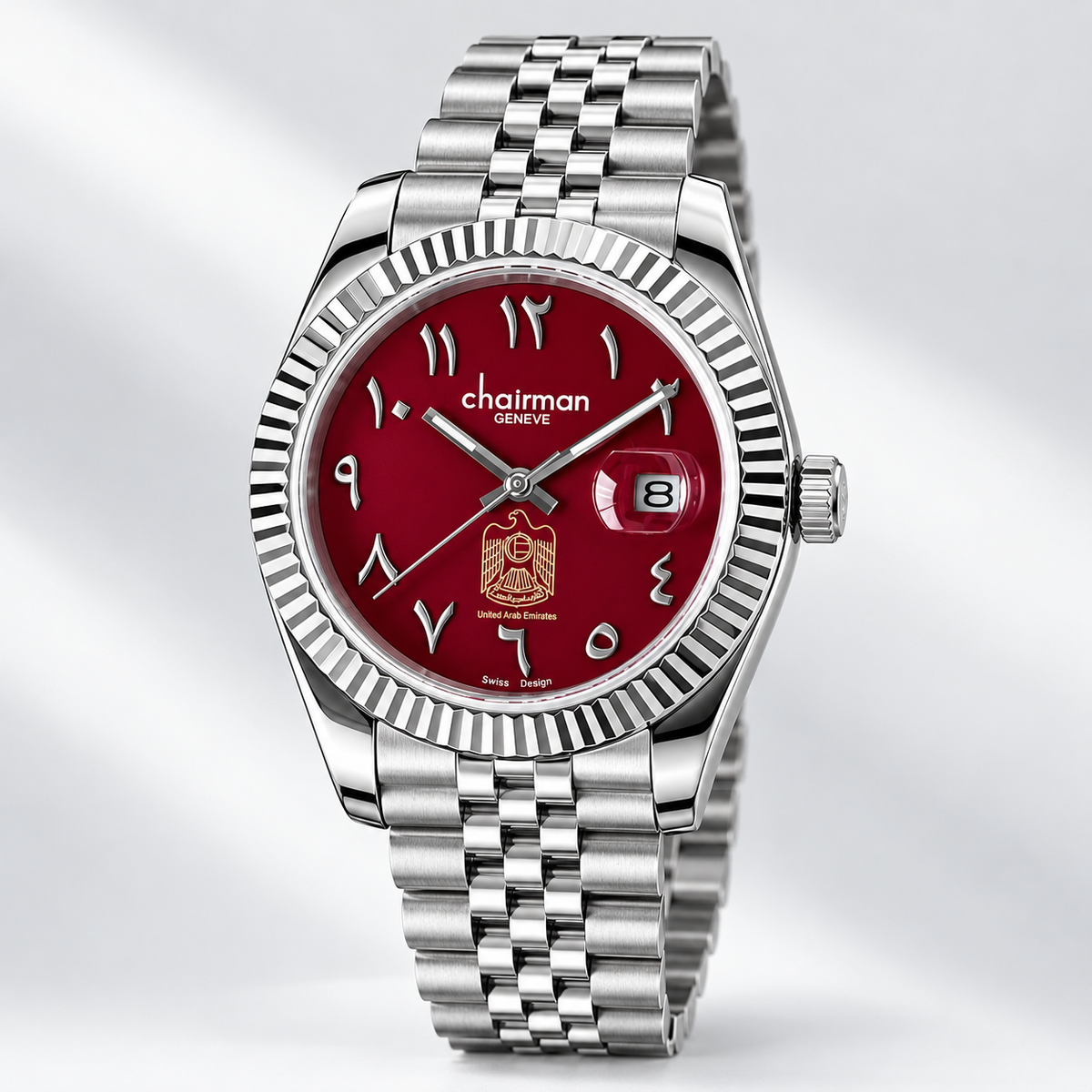 Chairman Geneve Arabic Dial Watch with UAE Logo 40mm For Men's - Swiss Design