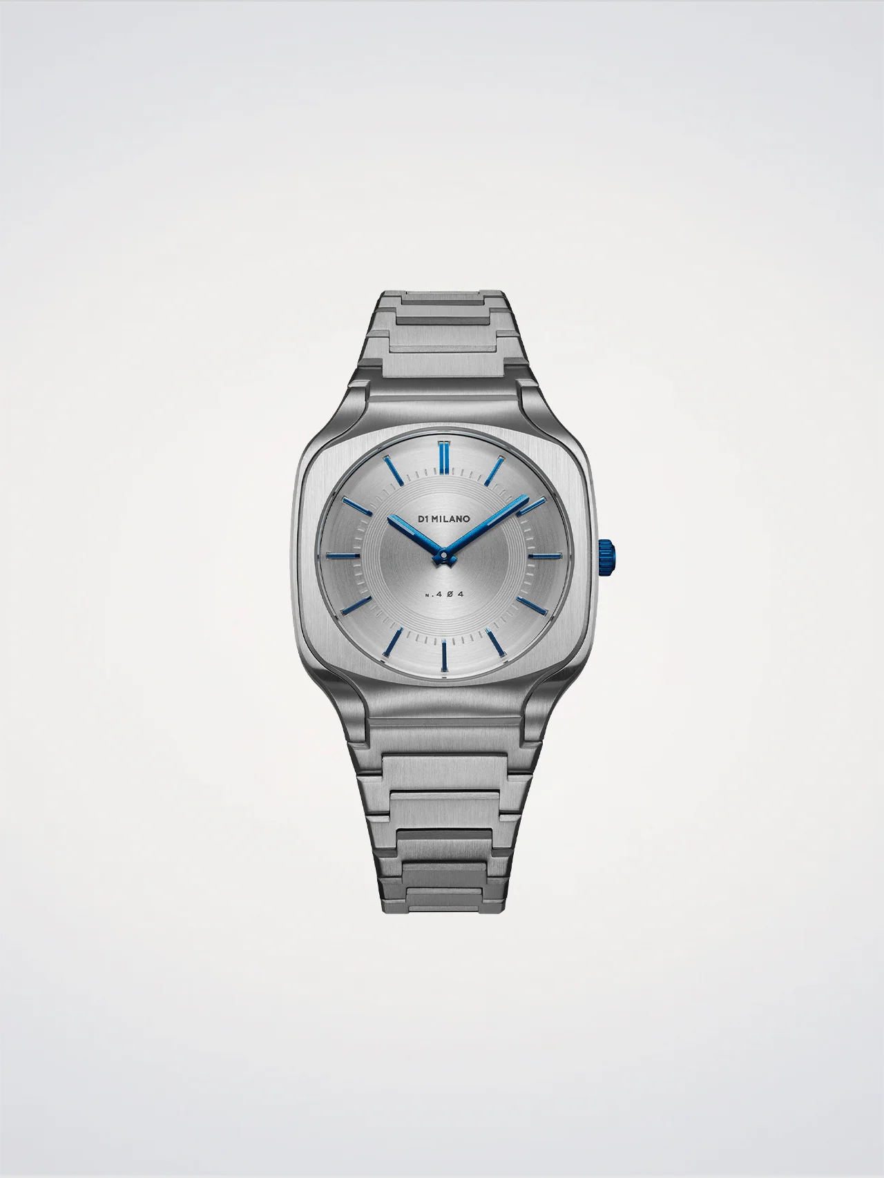 Silver watch with blue accents on a light gray background
Salam Luxury