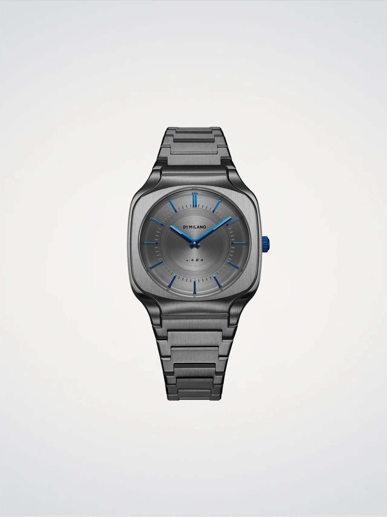 Gray wristwatch with blue accents on a light gray background
Salam Luxury