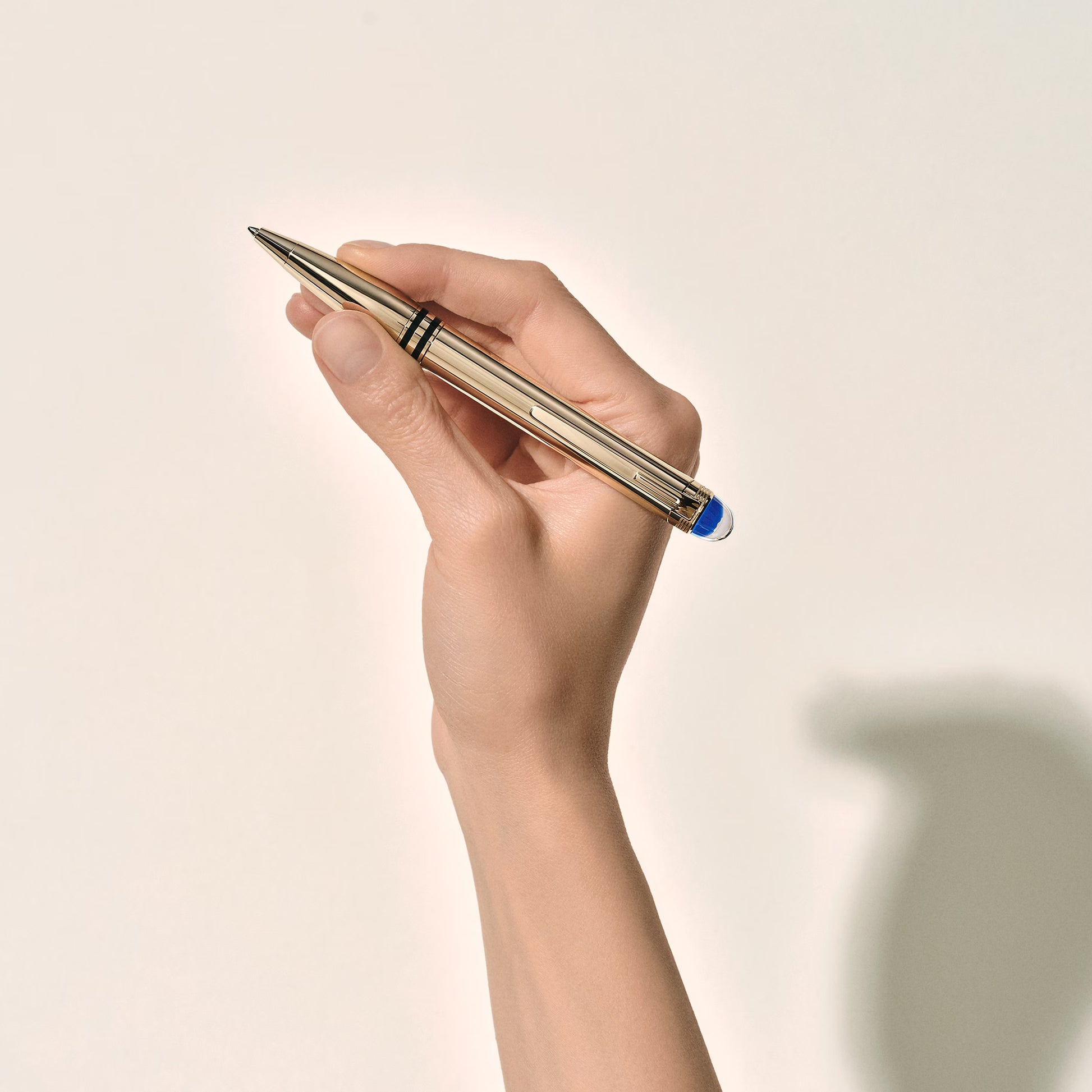Person holding Montblanc StarWalker metal luxury ballpoint pen - Salam Luxury