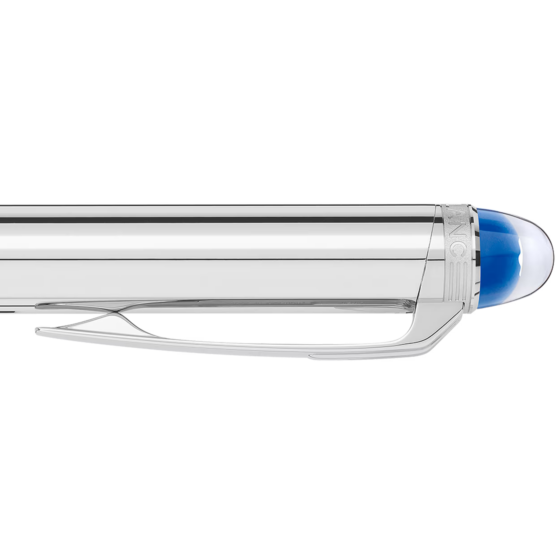 Detailed side view of Montblanc StarWalker pen clip and blue dome - Salam Luxury