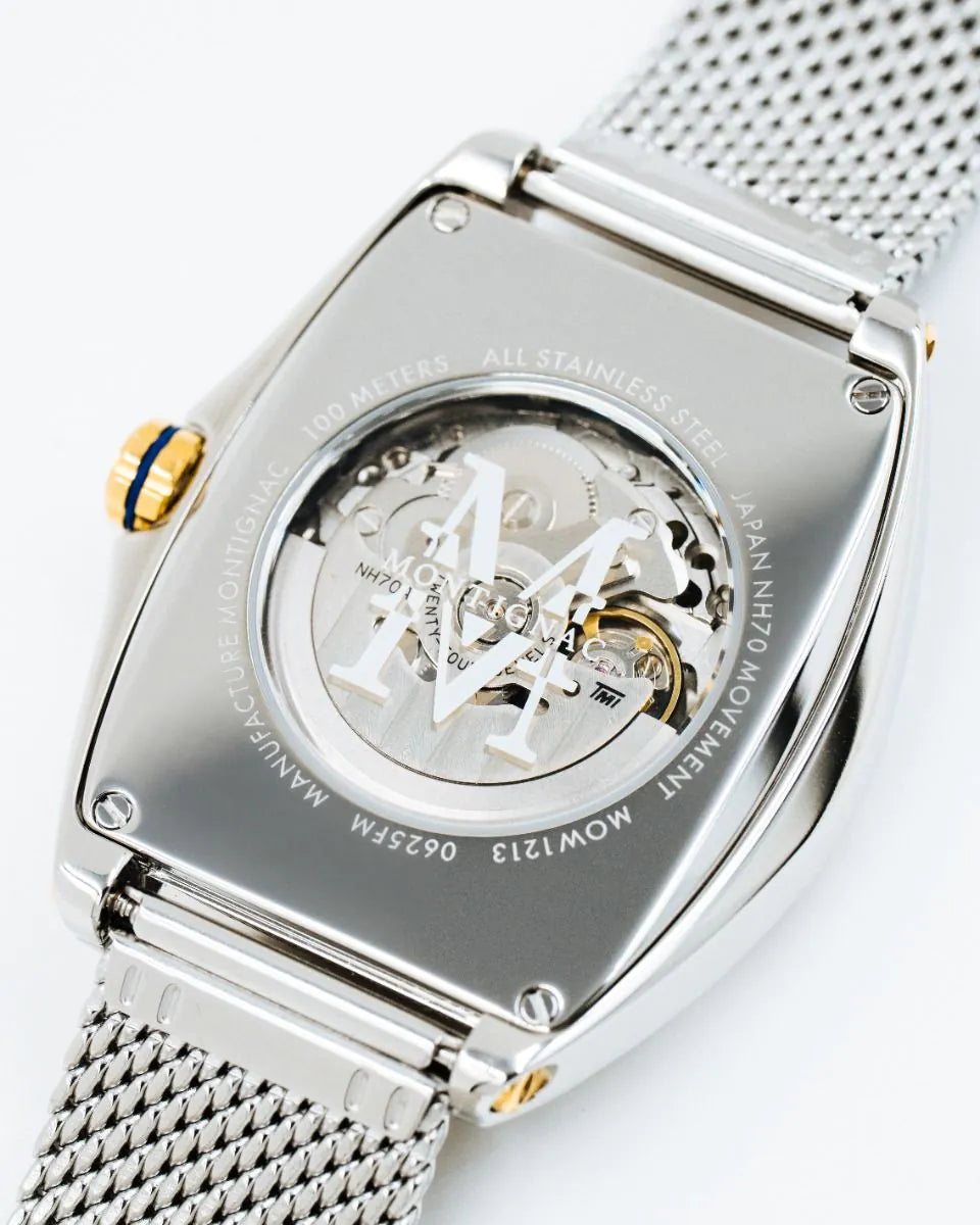 Silver | Montignac MOW1213 Silver Chronograph Watch Transparent Case Back View