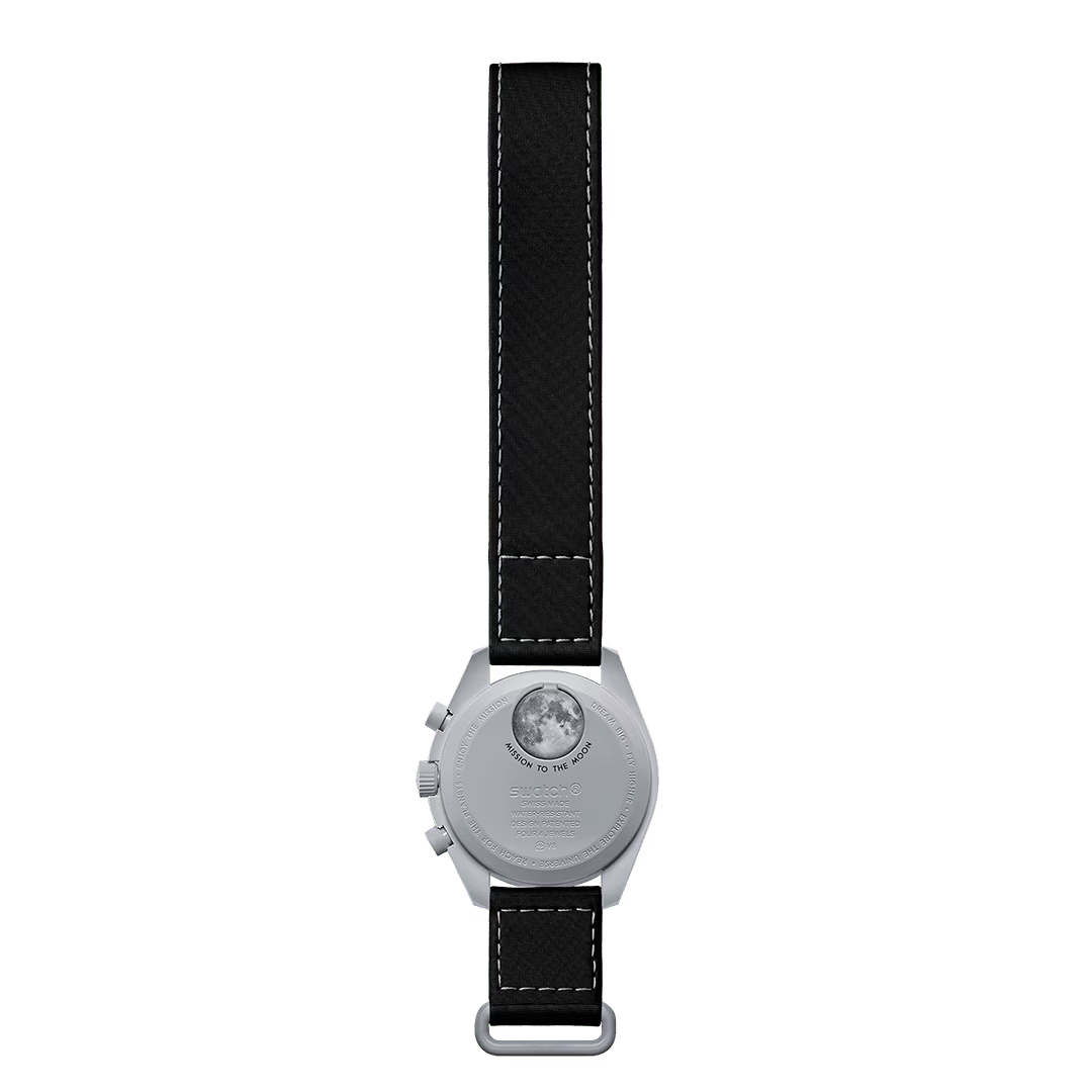 Earthphase | Full back view of watch with black Velcro strap - SALAM LUXURY