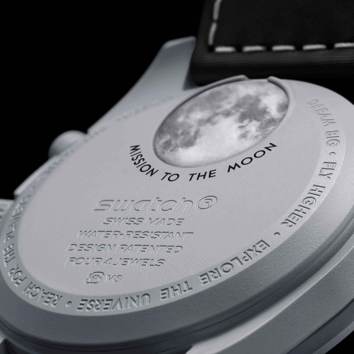 Earthphase | Back view of bioceramic case featuring moon print cover - SALAM LUXURY