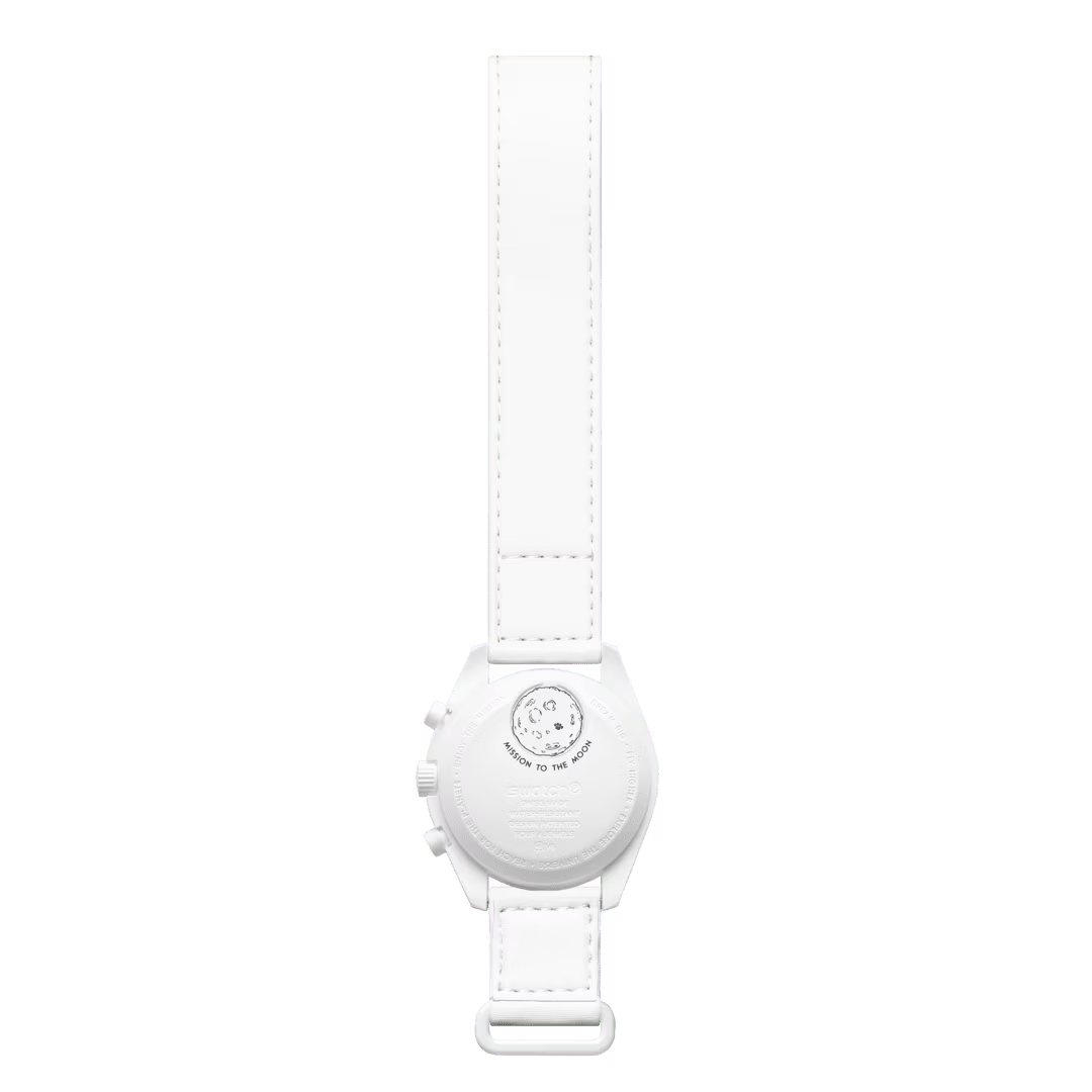 White | Full back view of white watch with white Velcro strap - SALAM LUXURY