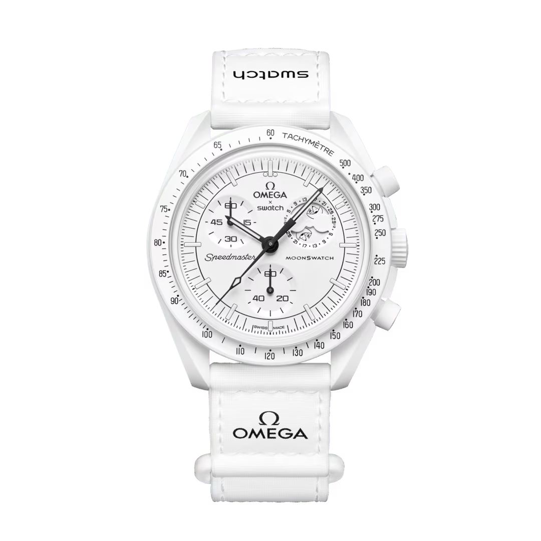 White | Omega x Swatch MoonSwatch Snoopy Full Moon white edition watch - SALAM LUXURY