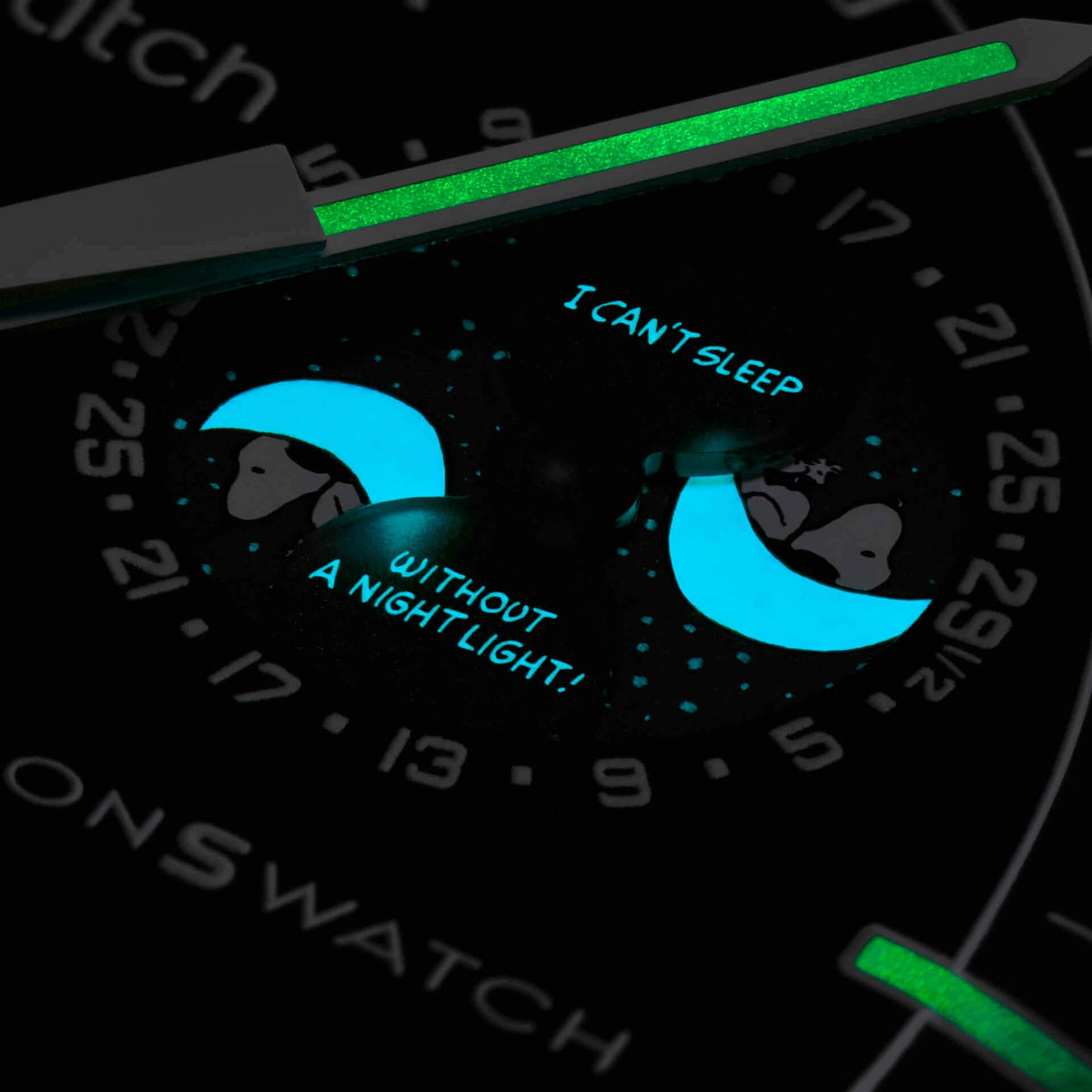 Black | Close-up showing glowing blue UV light secret quote on moonphase - SALAM LUXURY