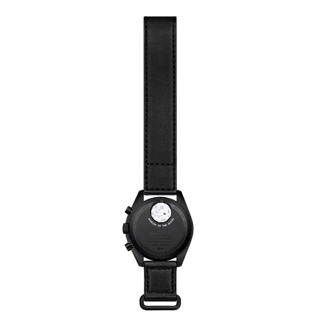 Black | Full back view of black watch with black Velcro strap - SALAM LUXURY