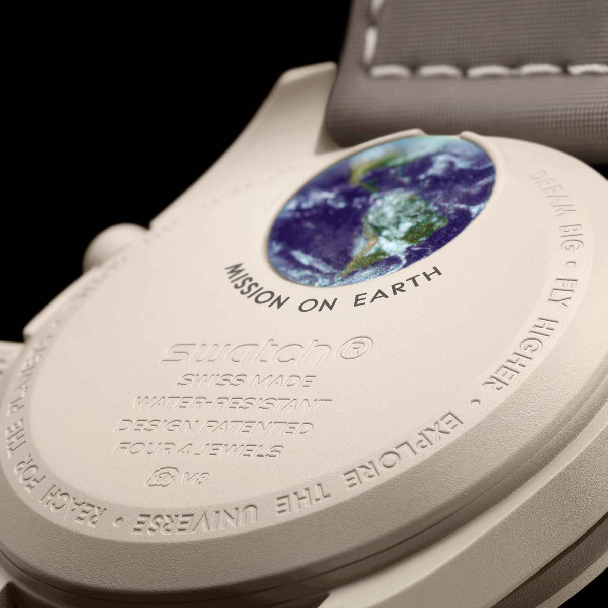 Desert | Back view of the desert watch edition with Earth graphic and specifications - SALAM LUXURY