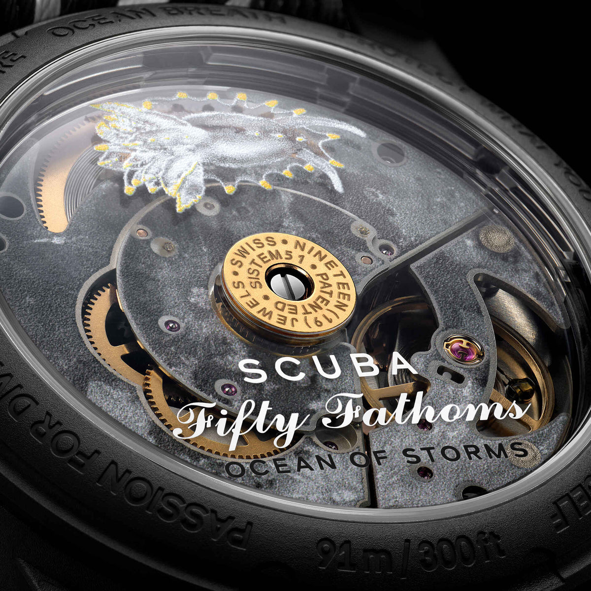 Salam Luxury SO35B400 intricate automatic movement artwork and rotor detail.