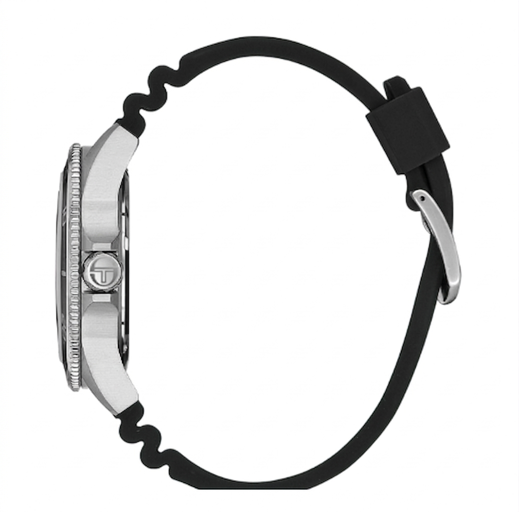 Close-up of a watch with a black strap on a white background
Salam Luxury
