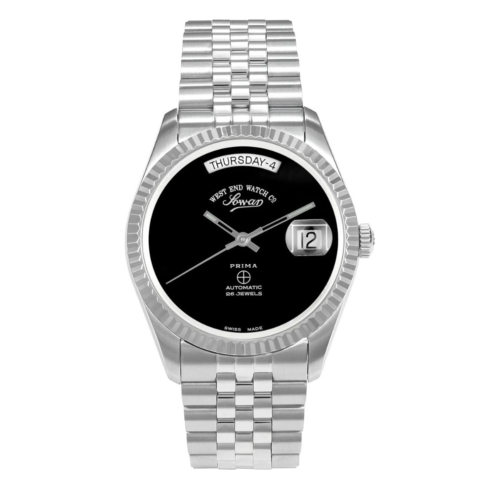 Black | West End Watch Unisex Automatic Day & Date with White Background on Salam Luxury