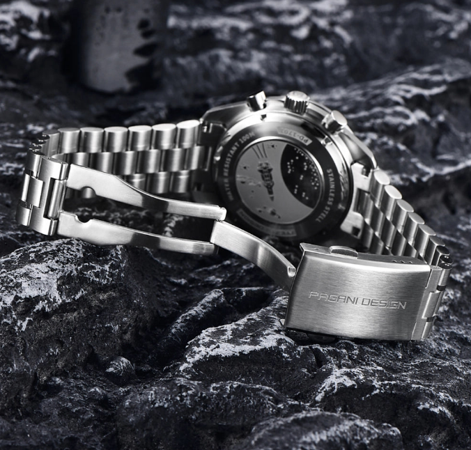 PAGANI DESIGN Men's Quartz Watches Stainless Steel Waterproof Sports Chronograph Wrist Watch