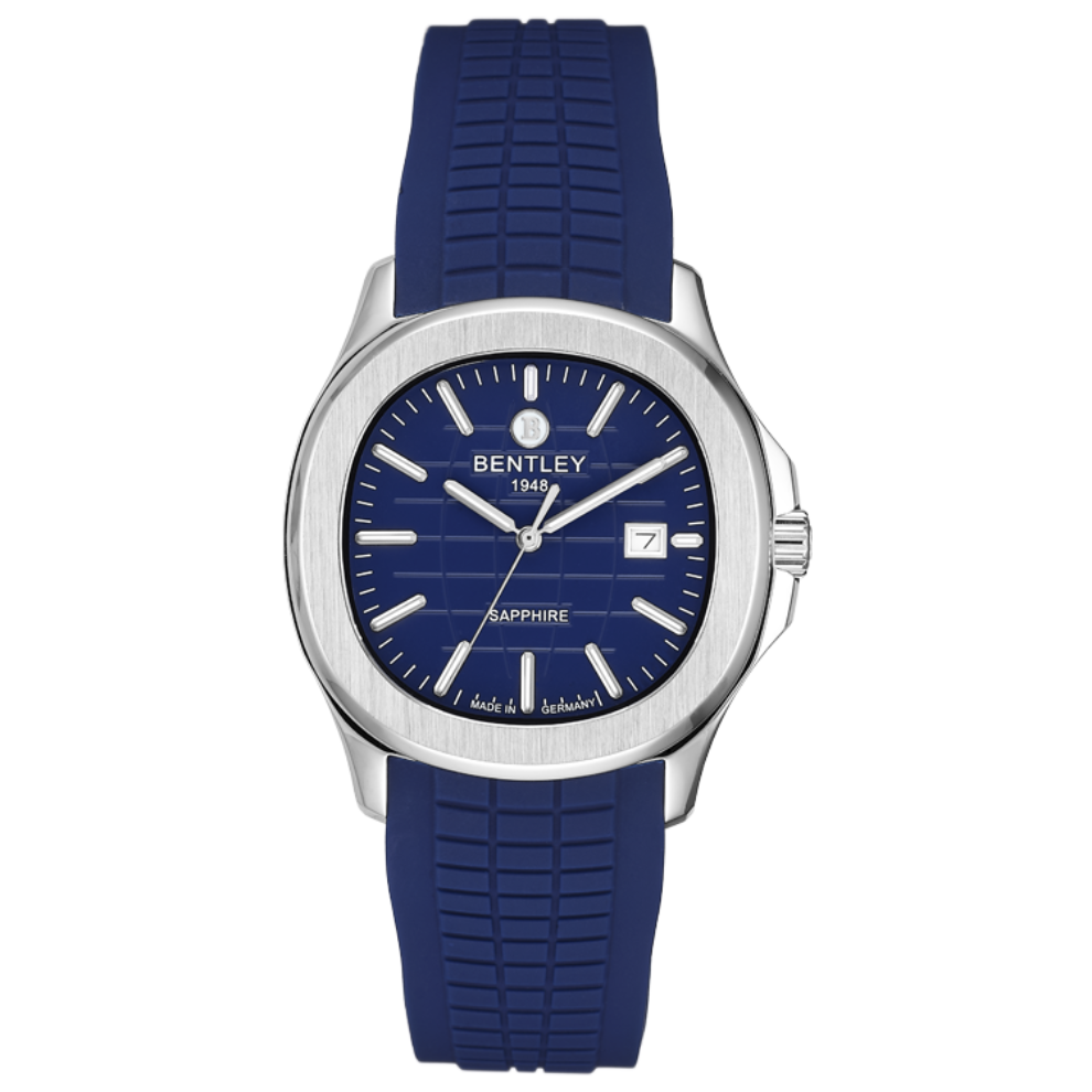 navy blue | Bentley watch with blue rubber strap on a white background Salam Luxury
