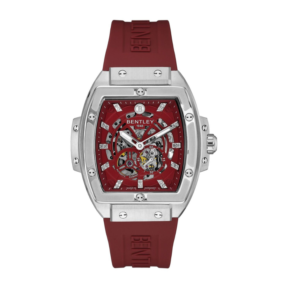 Maroon | Bentley watch with red face and strap on a white background
Salam luxury