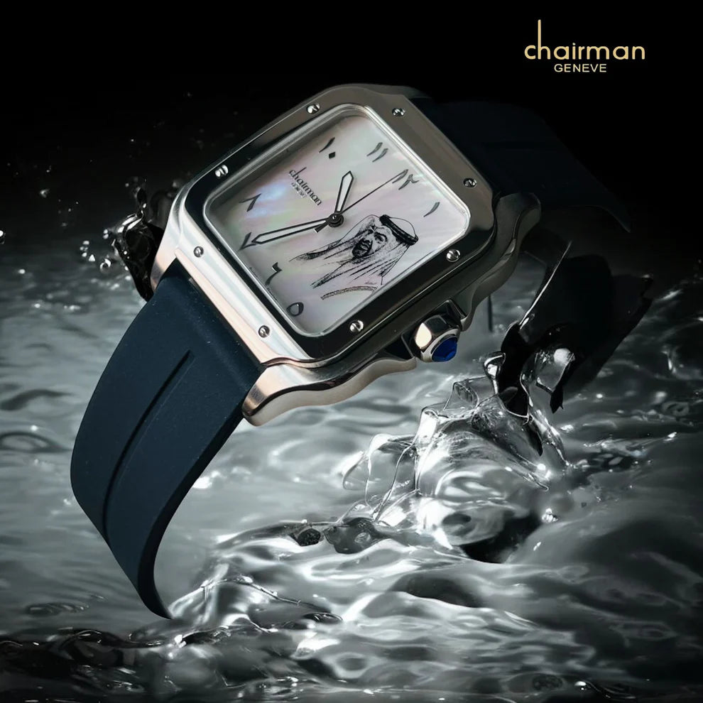 Chairman Geneve watch with black strap submerged in water
salam Luxury