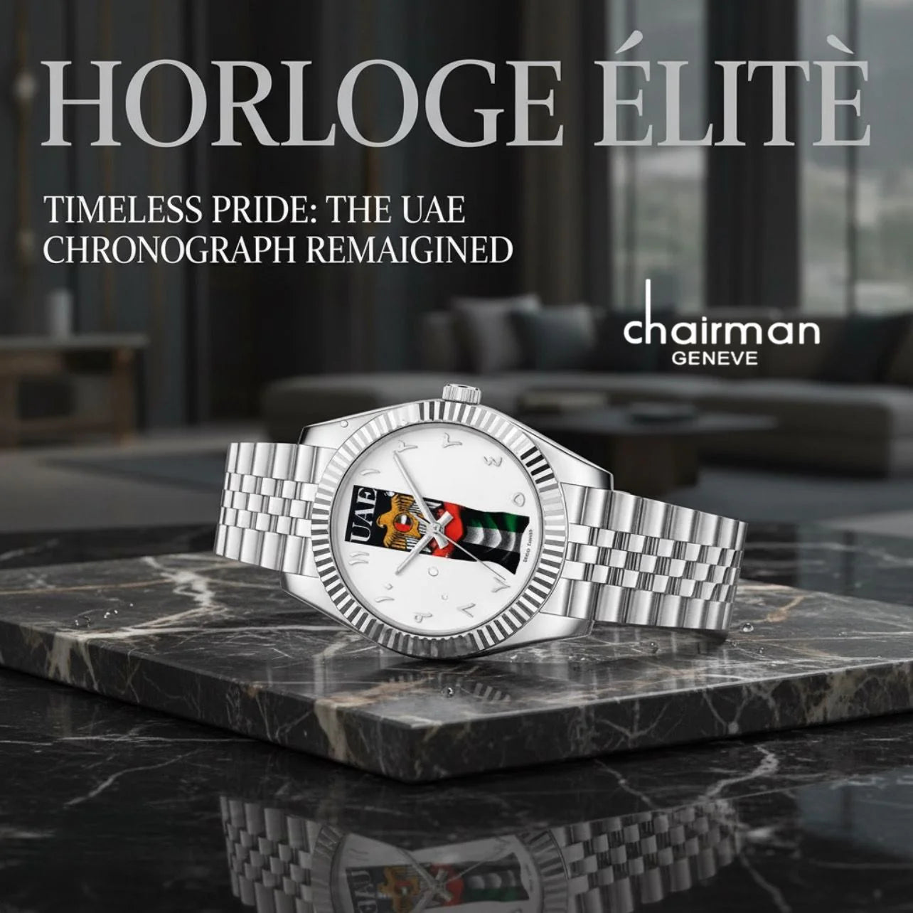 Chairman Geneve Watch UAE Logo Arabic Dial - Salam Luxury