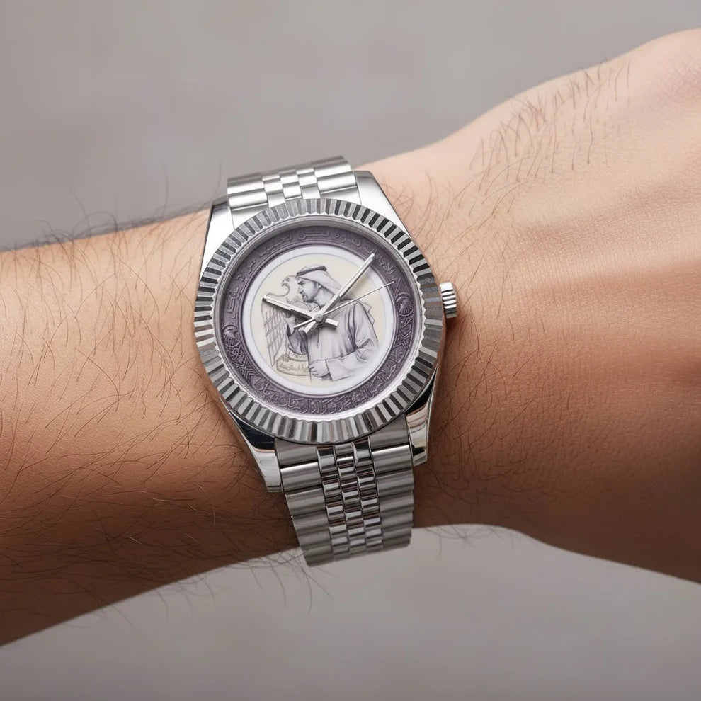 Brown | Chairman Geneve watch UAE logo and Sheikh Muhammad bin zayed  quartz watch available, from Salam Luxury.