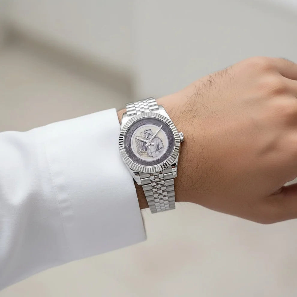 Brown | Chairman Geneve watch UAE logo and Sheikh Muhammad bin zayed  quartz watch available, from Salam Luxury.