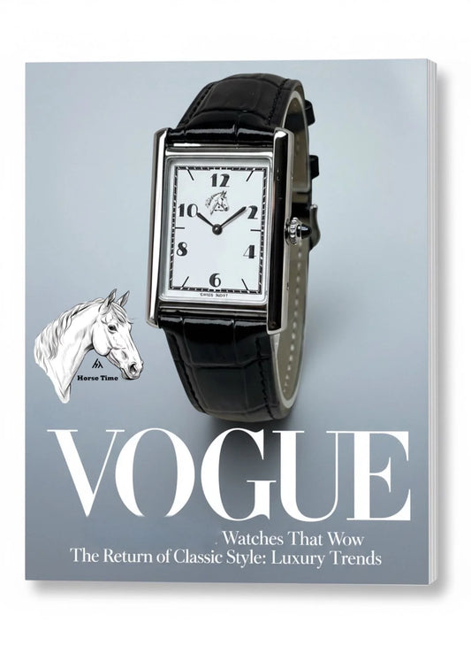 Horse Time Luxury Trends White Dial and Black Strap Gents Watch 30mm - Swiss Made