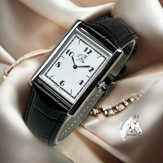 Horse Time Luxury Trends White Dial and Black Strap Gents Watch 30mm - Swiss Made