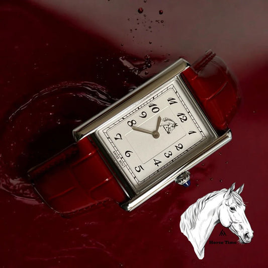 Horse Time Luxury Trends White Dial Red Strap Gents Watch 30mm - Swiss Made