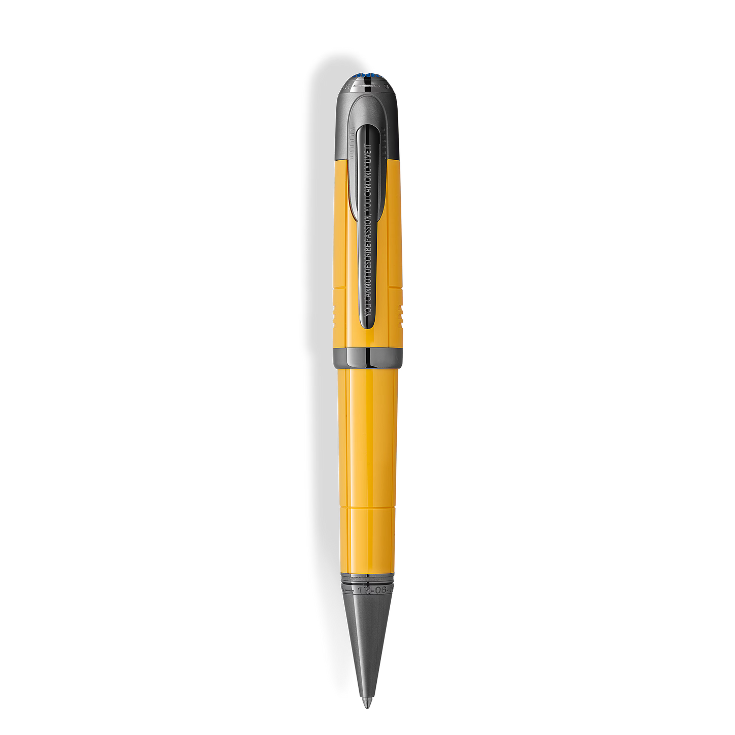 Elegant Montblanc Great Characters Enzo Ferrari Special Edition Giallo Modena Ballpoint Pen displayed vertically, available at Salam Luxury