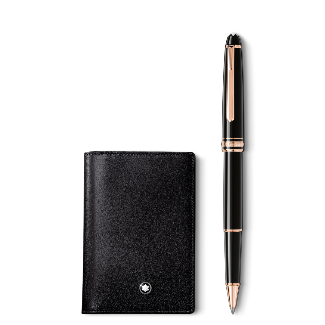 Black leather notebook and pen set on a white background
Salam luxury