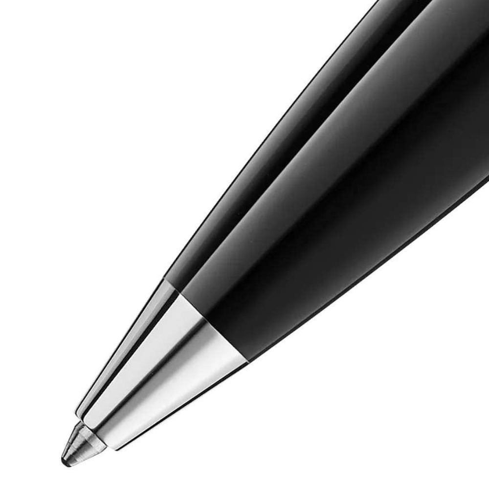 Black | Premium platinum-coated tip detail of the black Montblanc StarWalker precious resin pen on Salam Luxury.