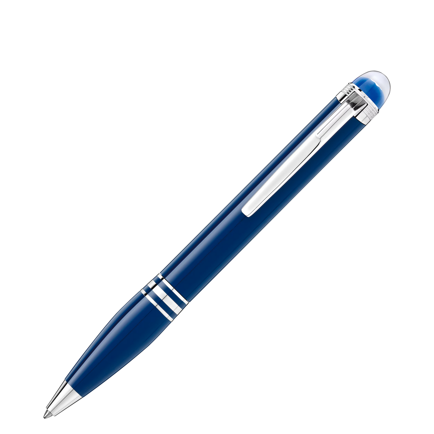 Blue | Full diagonal view of the luxury Montblanc StarWalker Blue Planet precious resin pen at Salam Luxury