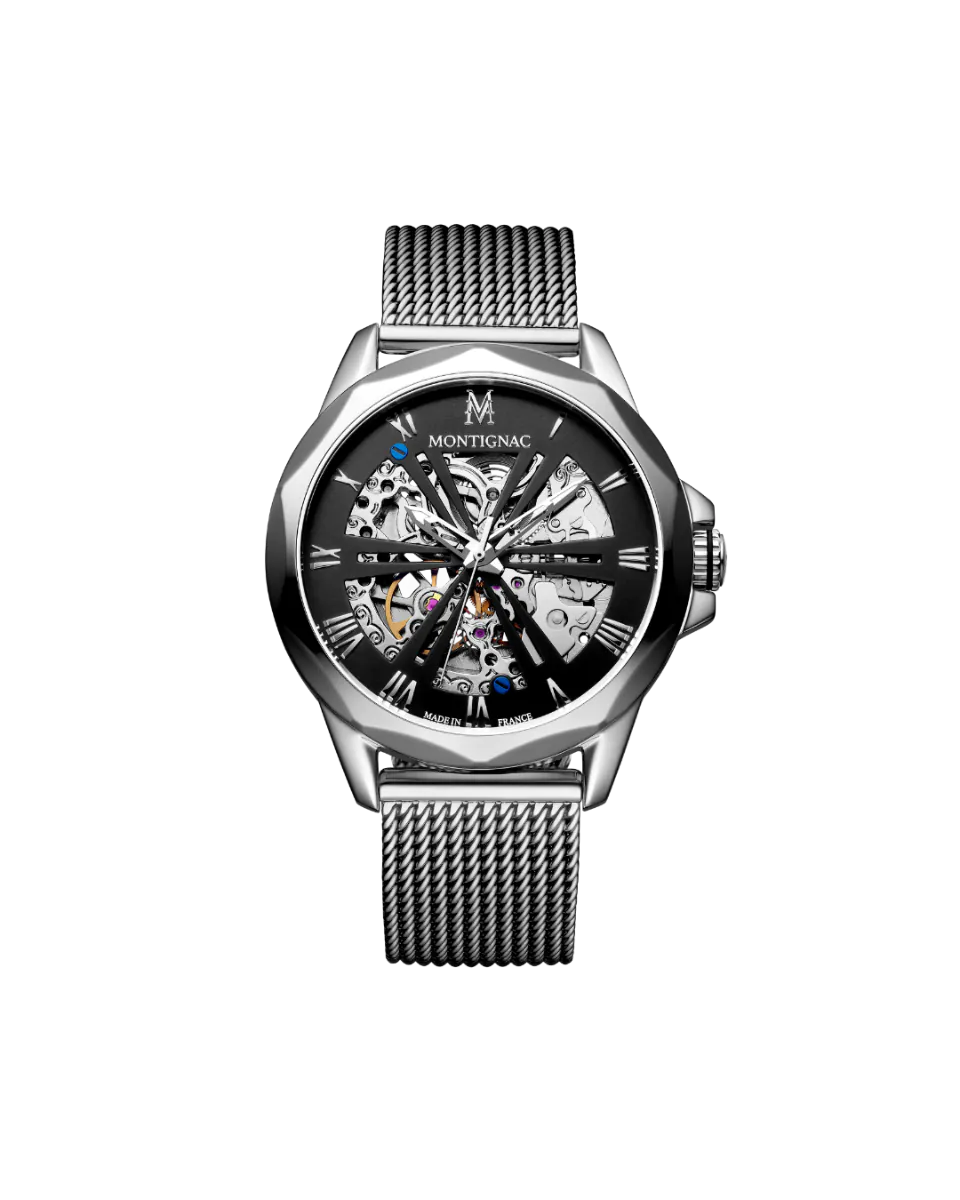 Silver watch with black face on a white background
Salam Luxury
