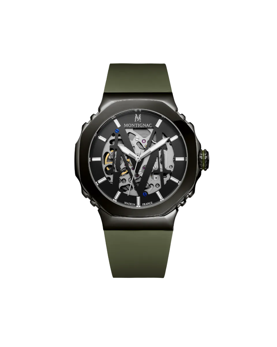 Watch with a green strap and black face on a white background
Salam Luxury