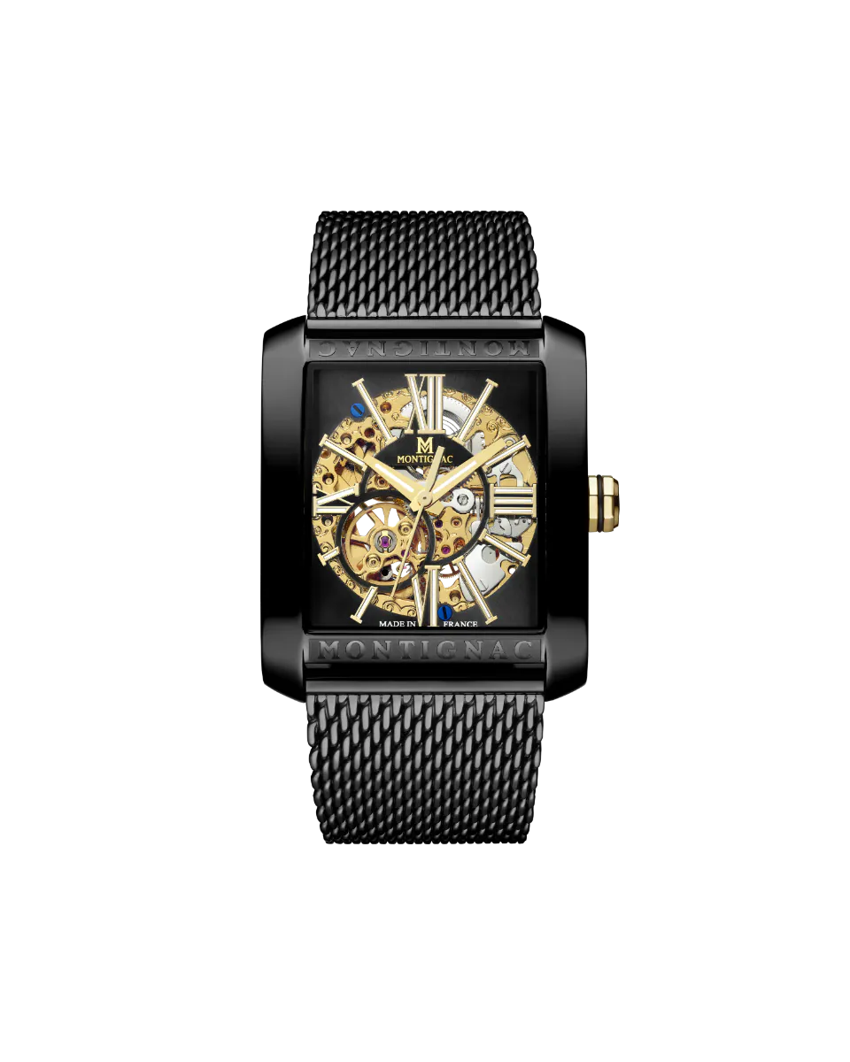 Black and gold watch with intricate design on a white background
Salam Luxury