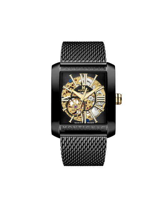 Black and gold watch with intricate design on a white background
Salam Luxury