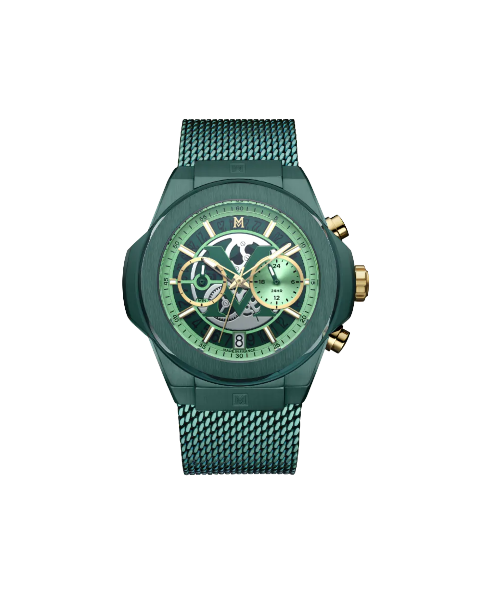 Green | Luxury Green watch with detailed face on a white background
Salam Luxury