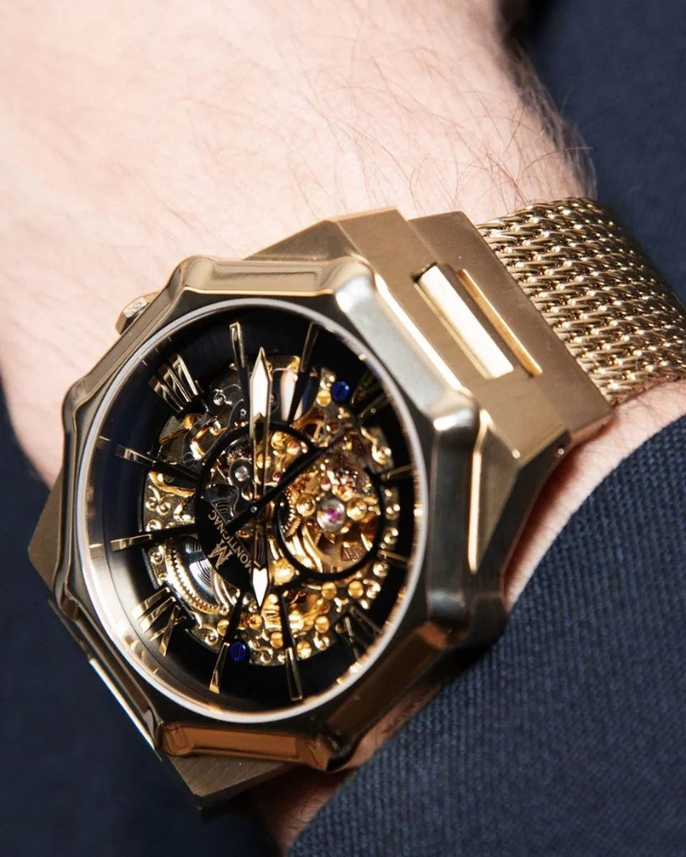 golden Montignac automatic watch on wrist 
Salam Luxury