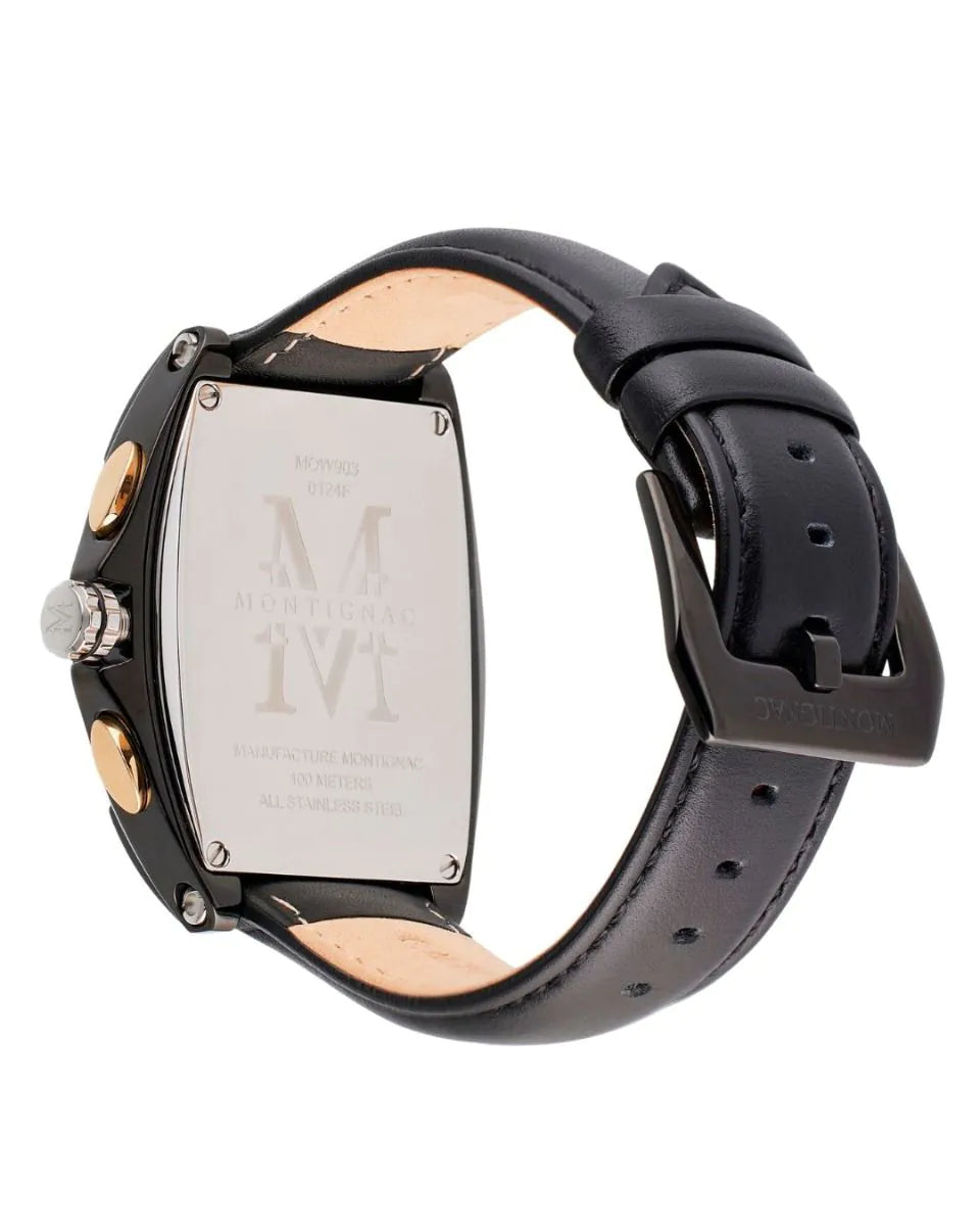 Montignac Leather Watch For Men's 45mm - Made In France