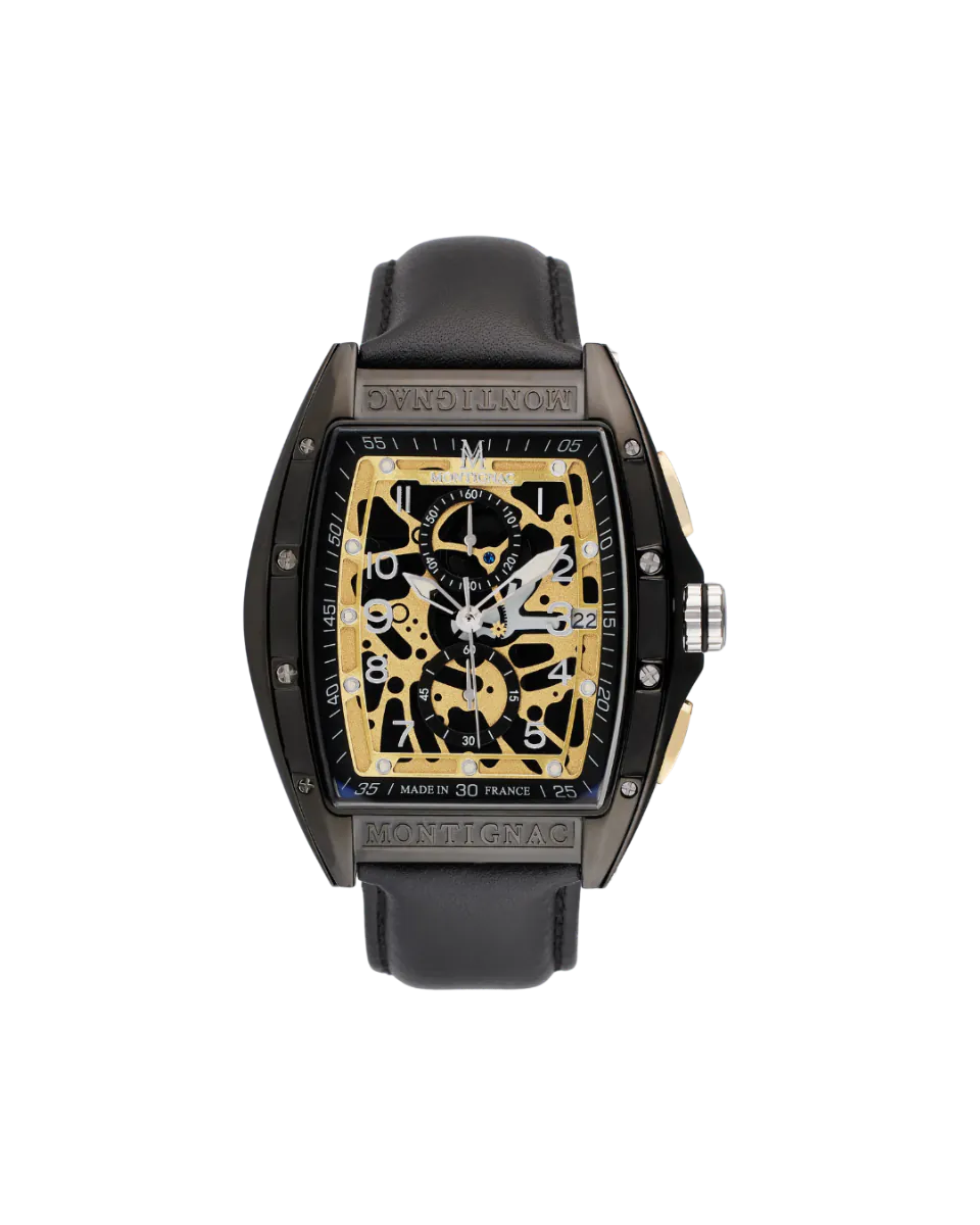 Montignac Leather Watch For Men's 45mm - Made In France
