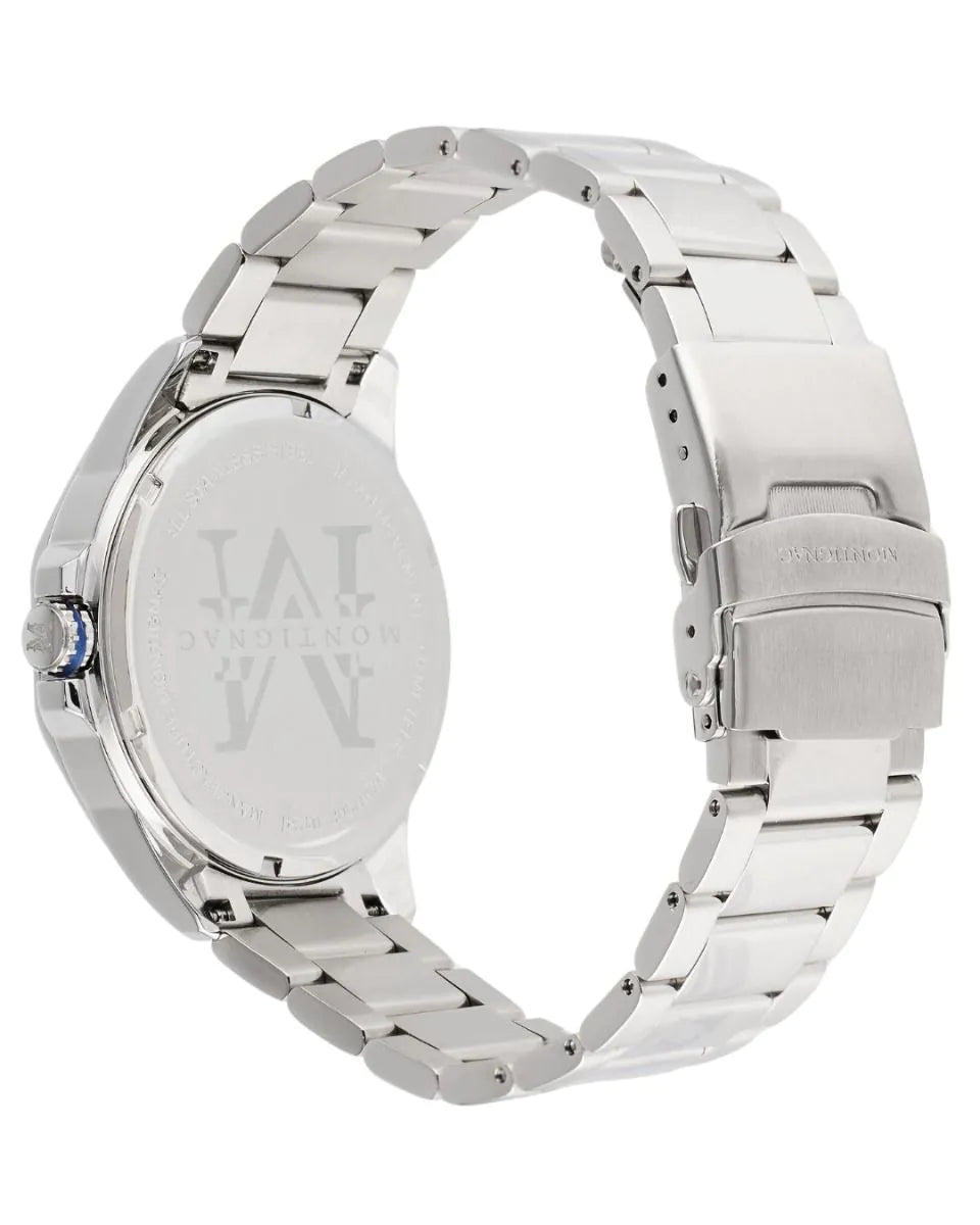 Silver watch with a metal strap on a white background
Salam Luxury