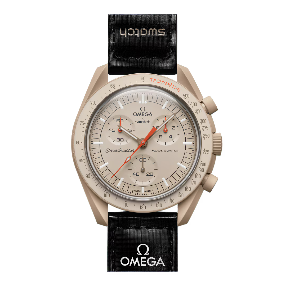 Front view of Omega x Swatch Bioceramic Speedmaster MoonSwatch Mission to Jupiter SO33C100 - Salam Luxury