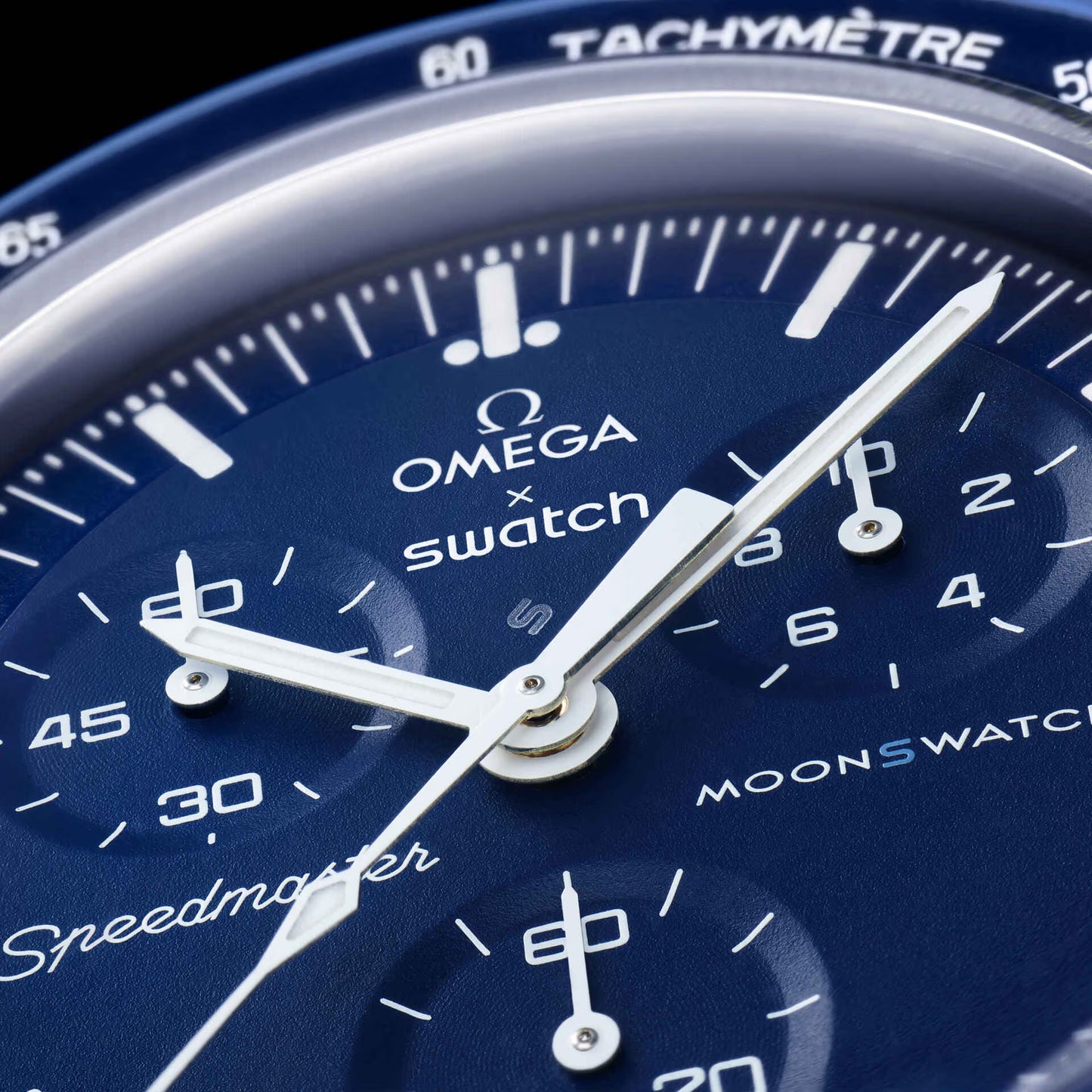 Omega x Swatch Speedmaster Mission to Neptune Dial Close-up - Salam Luxury