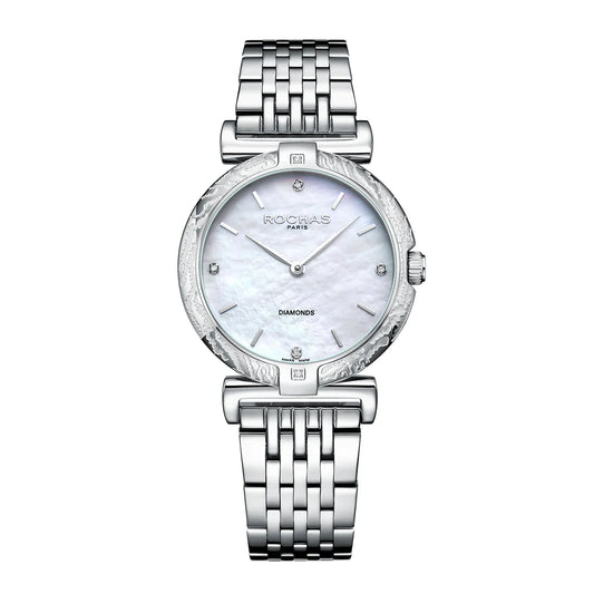 White | Rochas Paris Diamond Watch Salam Luxury UAE