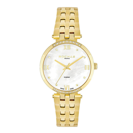Rochas Gold and white dial diamond Watch for ladies on Salam Luxury UAE