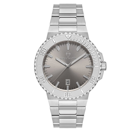 Silver watch with a metallic band on a white background
Salam luxury 