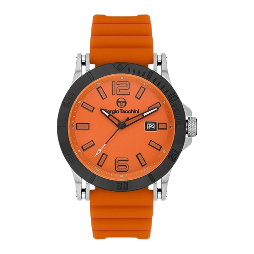 Orange watch with a black bezel on a white background
Salam luxury